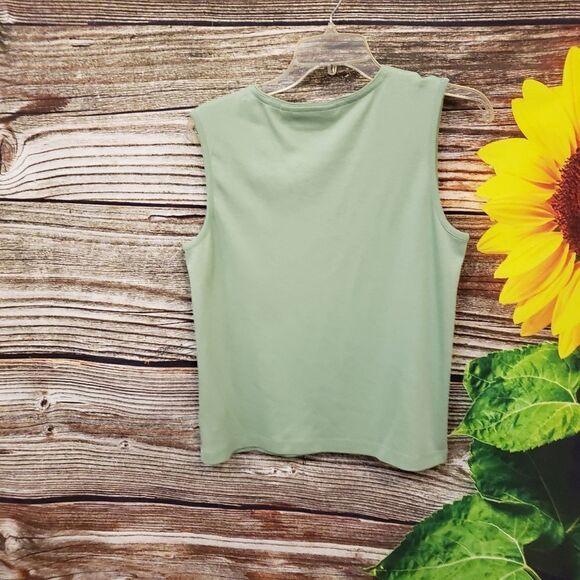 " Rebecca Malone " Woman's Lt sage green top Sleeveless Size  :  PL Pre-owned - Picture 2 of 6